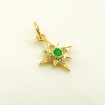 Load image into Gallery viewer, 14K Solid Gold Diamond &amp; Emerald Star Charm. GDP274
