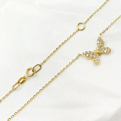 NT404719. 14K Solid Gold Butterfly Shape Diamond Necklace