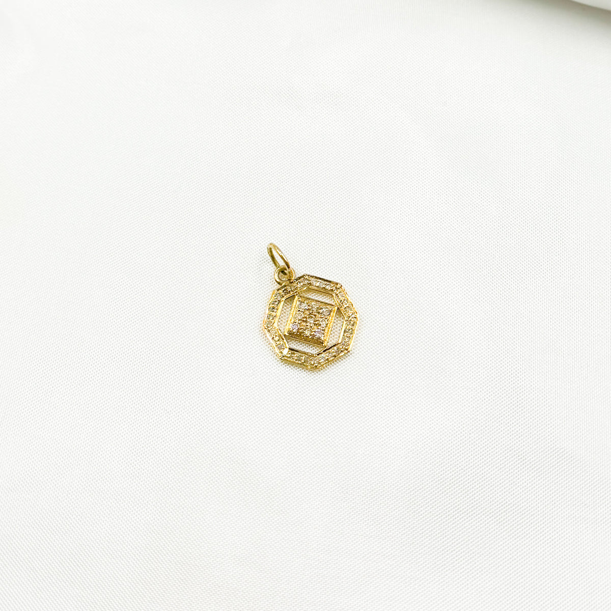 14K Solid Gold Diamond Charm
