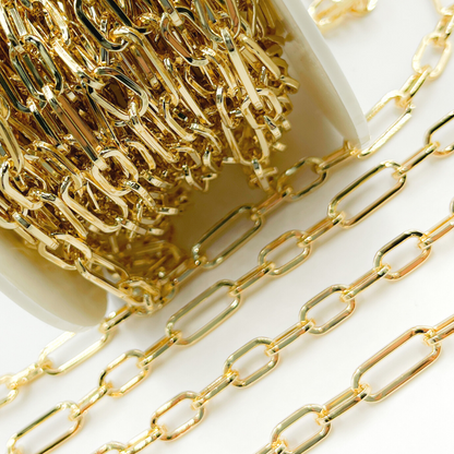 Sterling Silver Gold Plated Flat Long and Short Link Chain