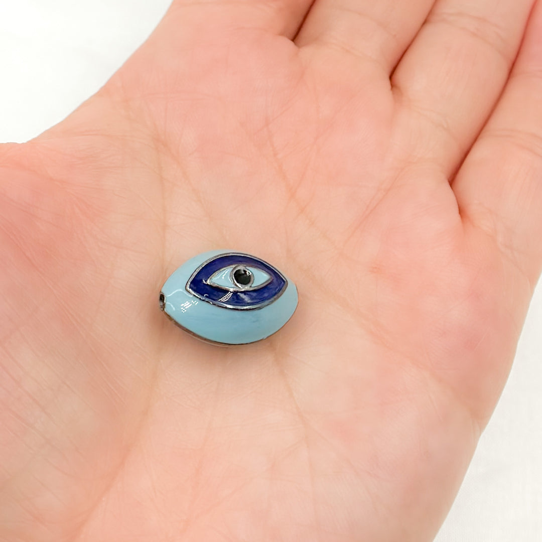 DC562A. Sterling Silver Marquise Eye Enamel Bead