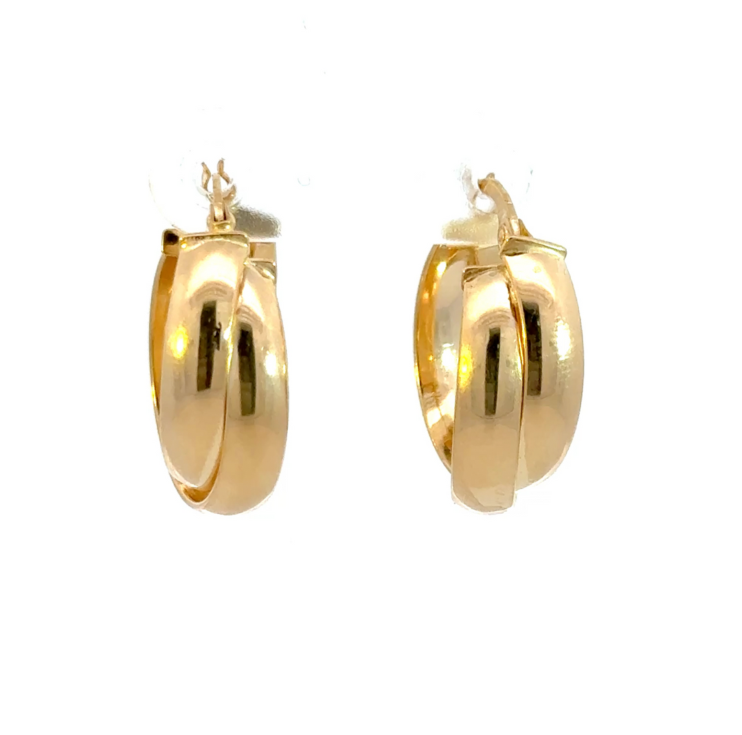 15850021290.  14K Solid Gold Fancy Braided Hollow Hoop Earrings