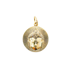 Load image into Gallery viewer, 14K Solid Gold with Diamonds Circle Shape with Buddha Charm. GDP73
