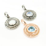 Load image into Gallery viewer, DP029. Diamond Sterling Silver Round Pendant with Gemstone
