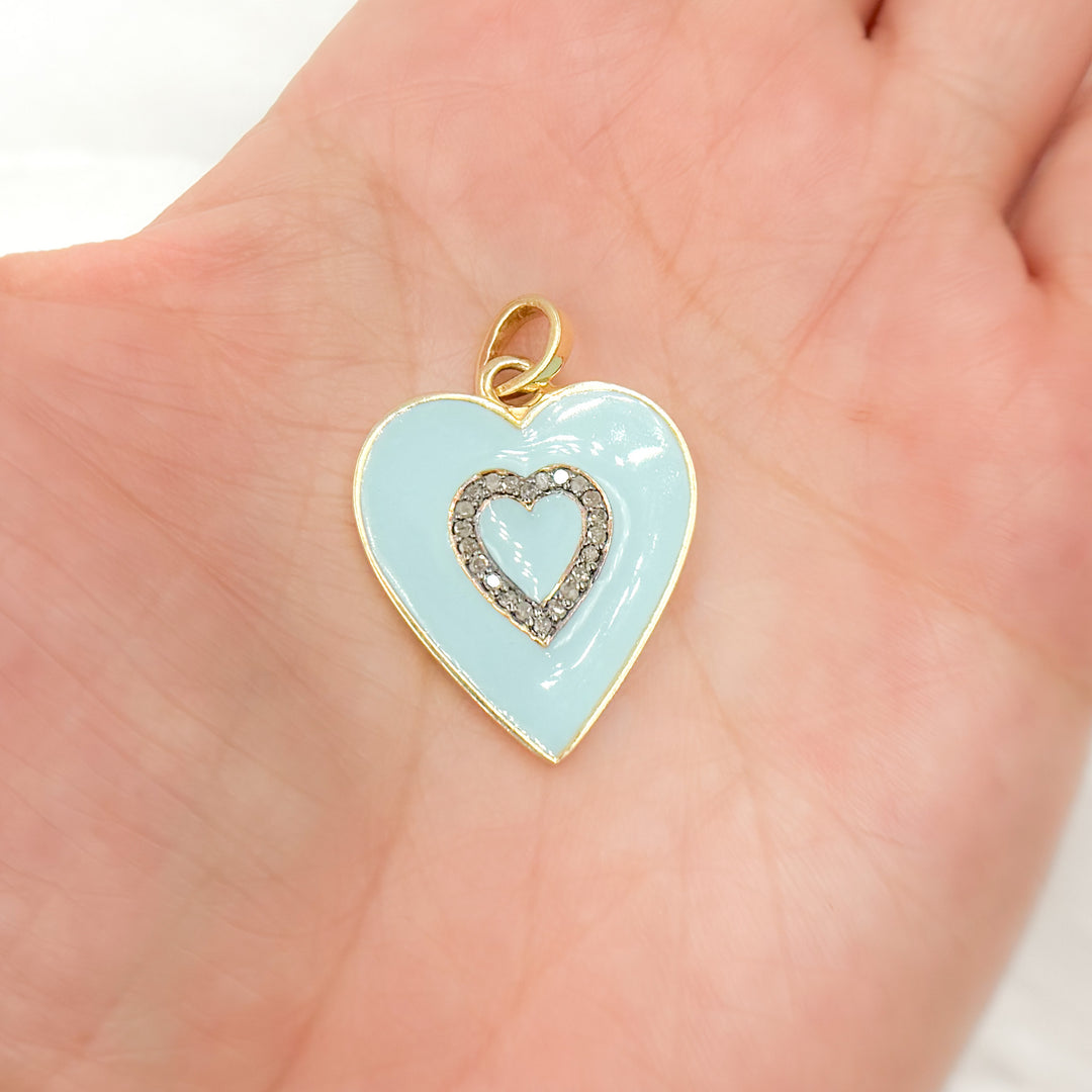 DP543A. Diamond Sterling Silver Heart Enamel Pendant