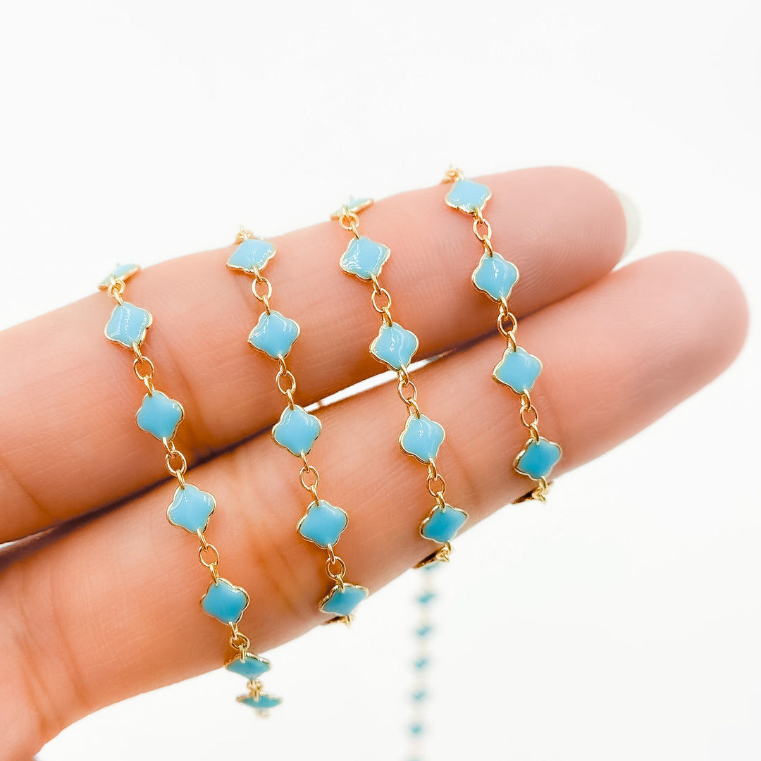 V315ENGF. 14K Gold Filled Enamel Clover Link Chains
