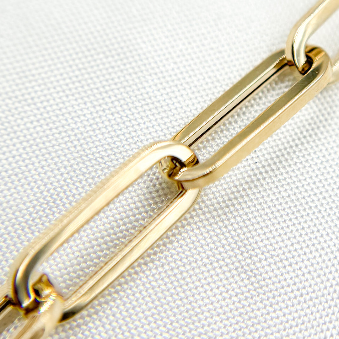 568/697/G. 14K Yellow Gold Hollow Flat Paperclip Chain