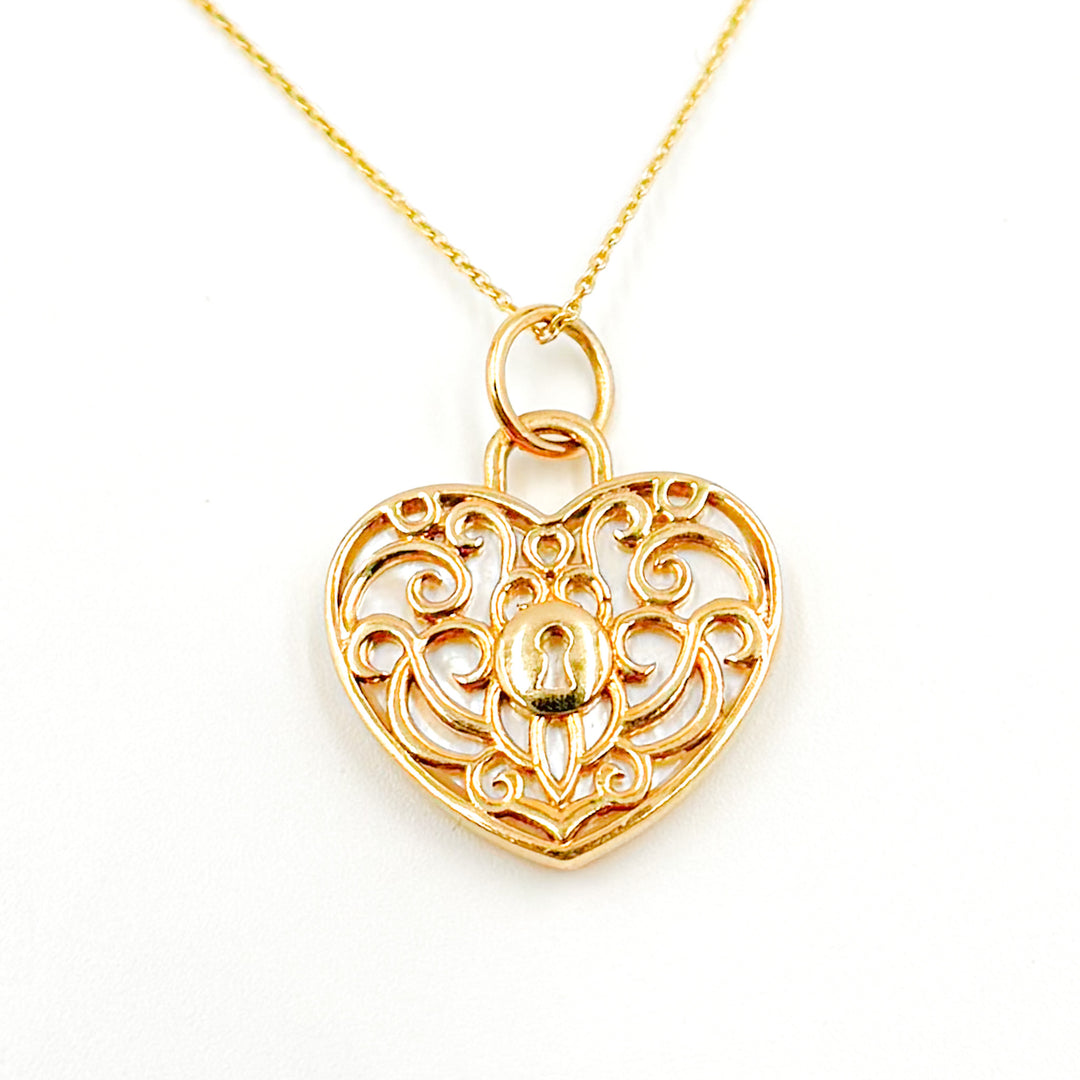 Buy Now 14K Solid Gold Lock Heart Pendant