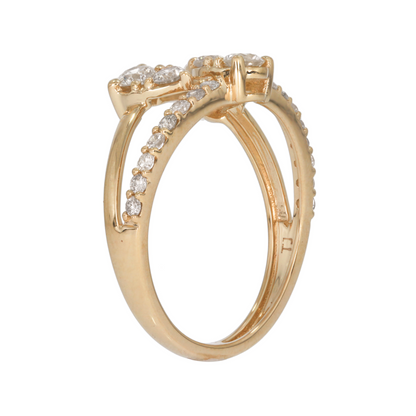 14K Solid Gold Pear Diamond Ring.