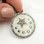 Load image into Gallery viewer, DP517A. Diamond Sterling Silver Star Round Enamel Pendant
