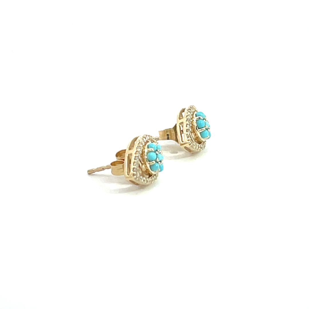 14k Solid Gold Diamond and Turquoise Eye Studs. EFE52541TQY