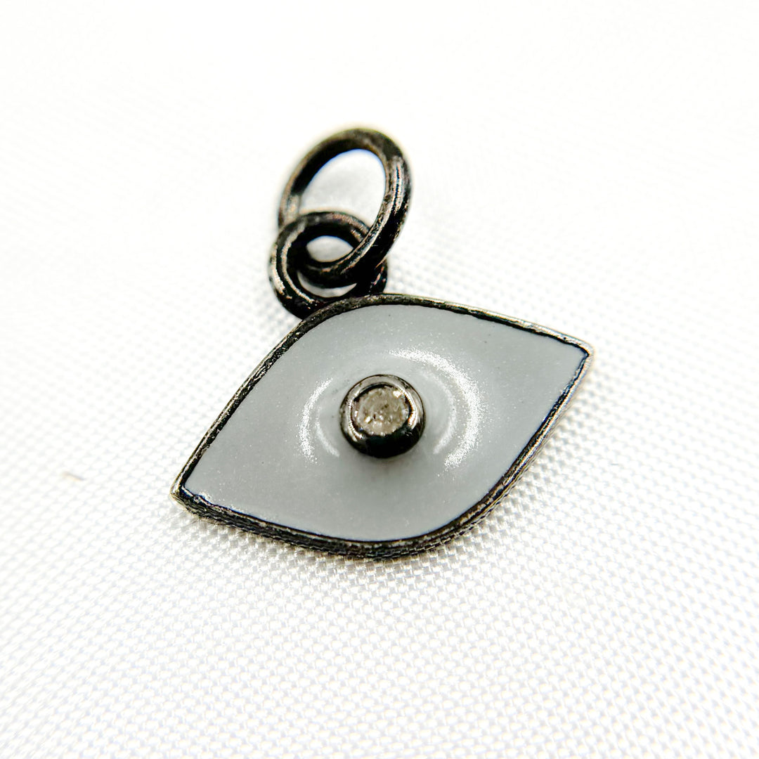 DC027A. Diamond Sterling Silver Eye Enamel Charm