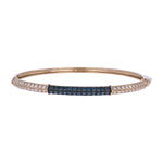 Load image into Gallery viewer, BNK68623B. 14K Solid Yellow Gold Elegant Bangle Featuring Blue Diamonds and White Diamonds