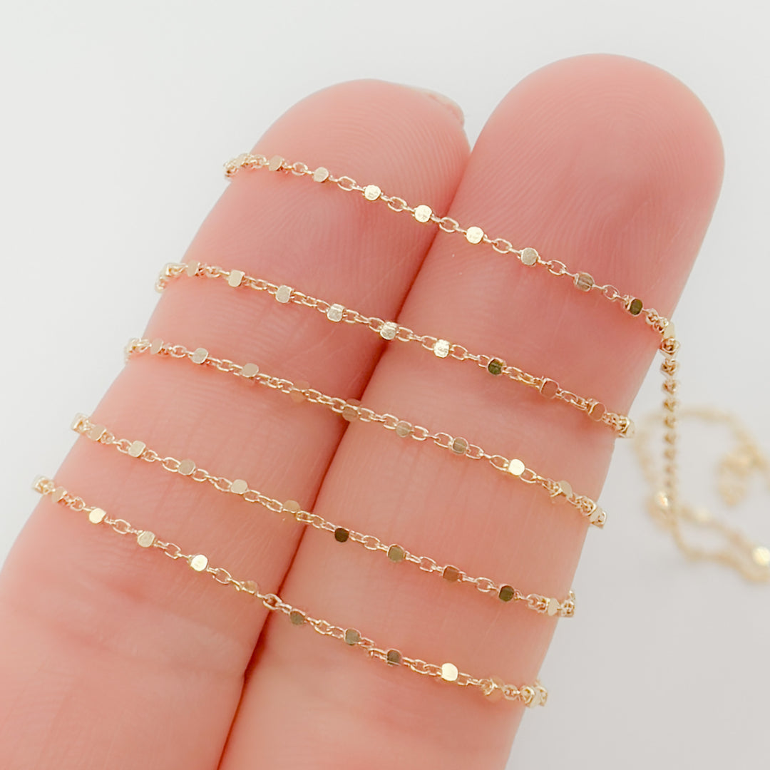 025R02S0QT4byFt. 14K Solid Yellow Gold Cube Satellite Chain by Foot
