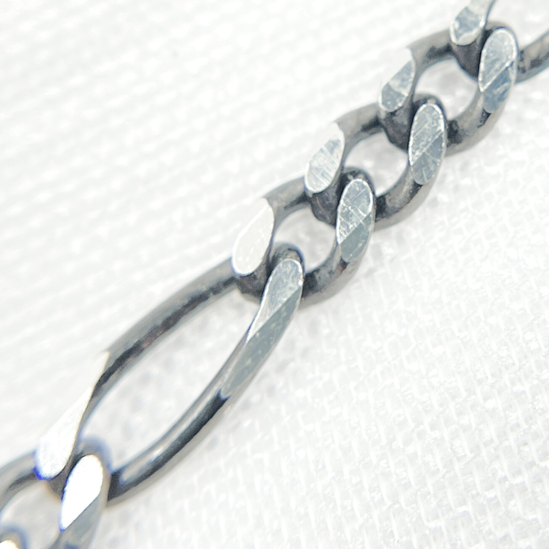 Z93SB. Black Rhodium & Sterling Silver Figaro Link Chain