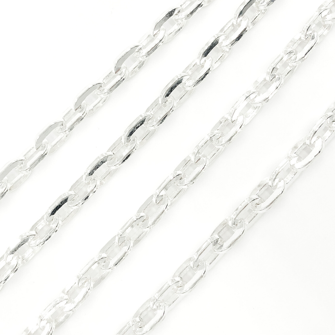 925 Sterling Silver Flat Oval Link Chains