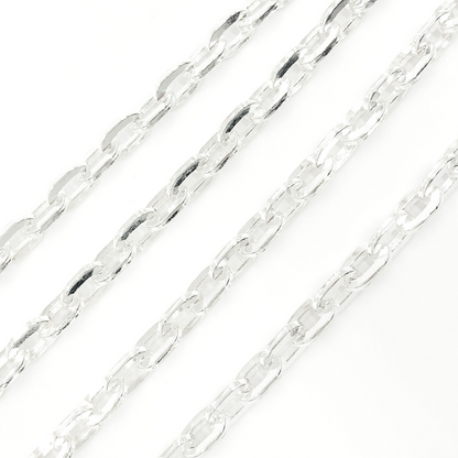 925 Sterling Silver Flat Oval Link Chains