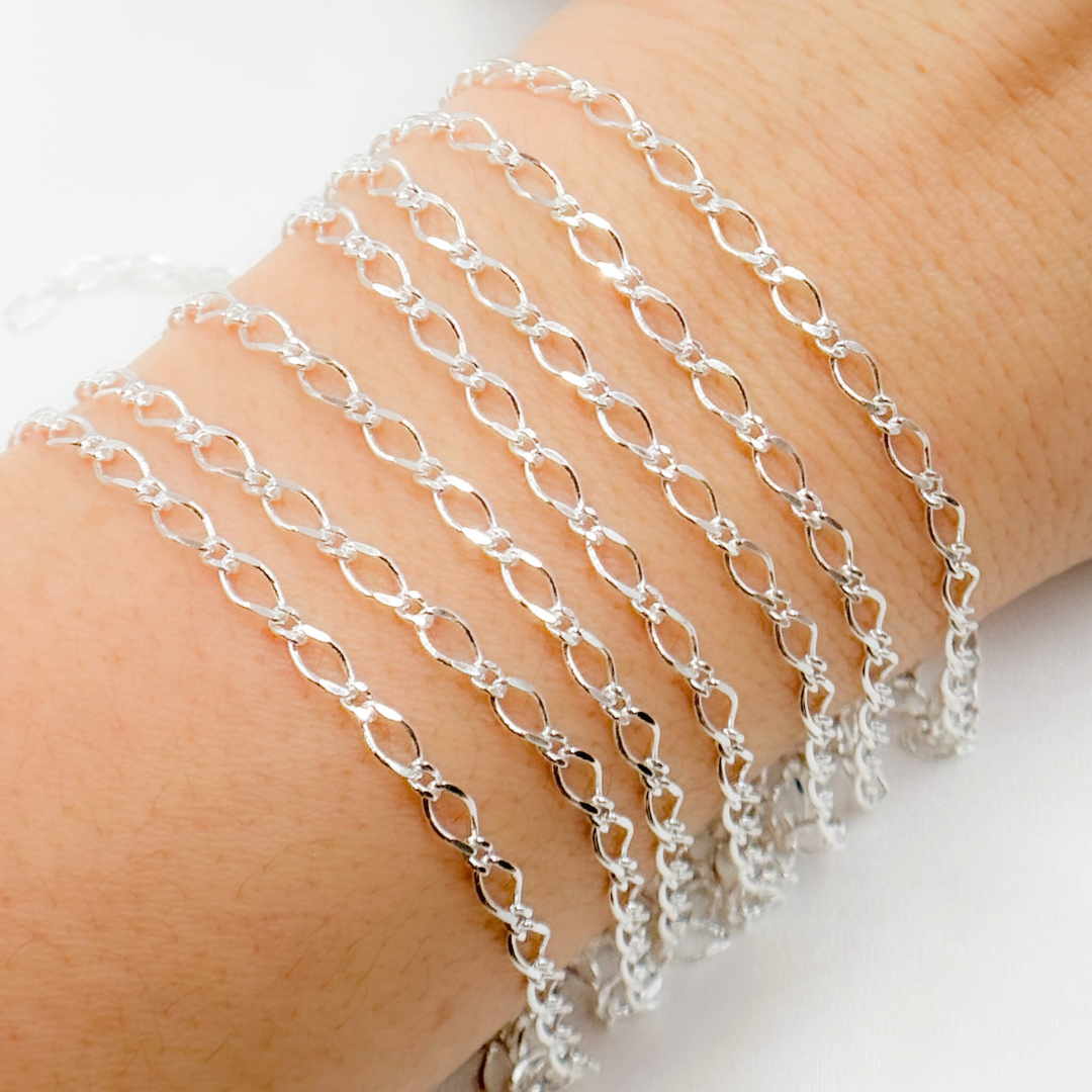 V239SS. Sterling Silver Long and Short Links Chain