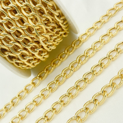 V53GP. Gold Plated 925 Sterling Silver Textured Curb Link Chain