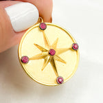 Load image into Gallery viewer, DP721. Diamond Sterling Silver Round Star Pendant with Gemstone
