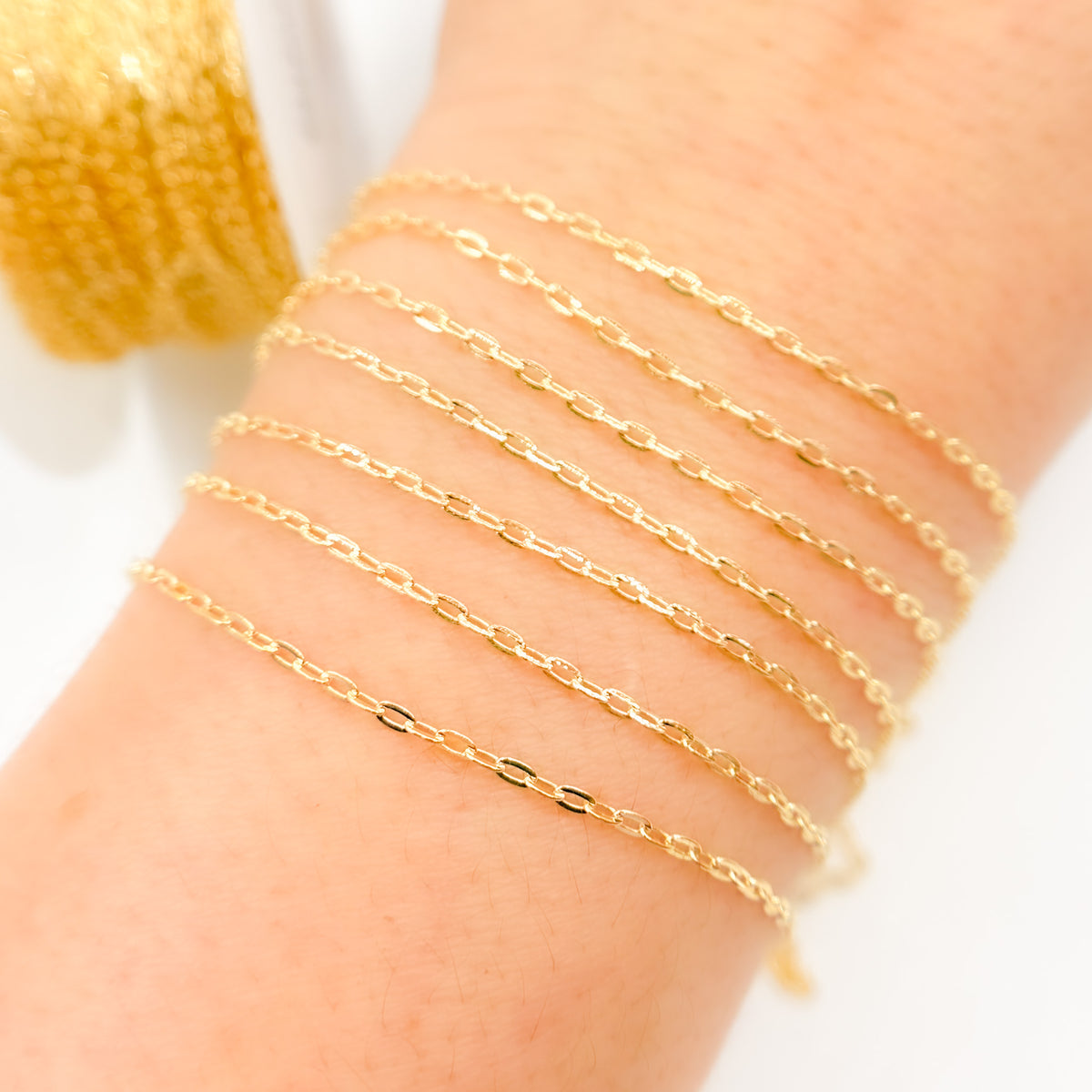 14K Solid Gold Flat Oval Link Chain