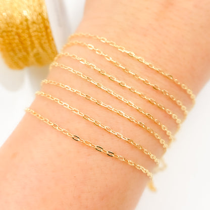 14K Solid Gold Flat Oval Link Chain