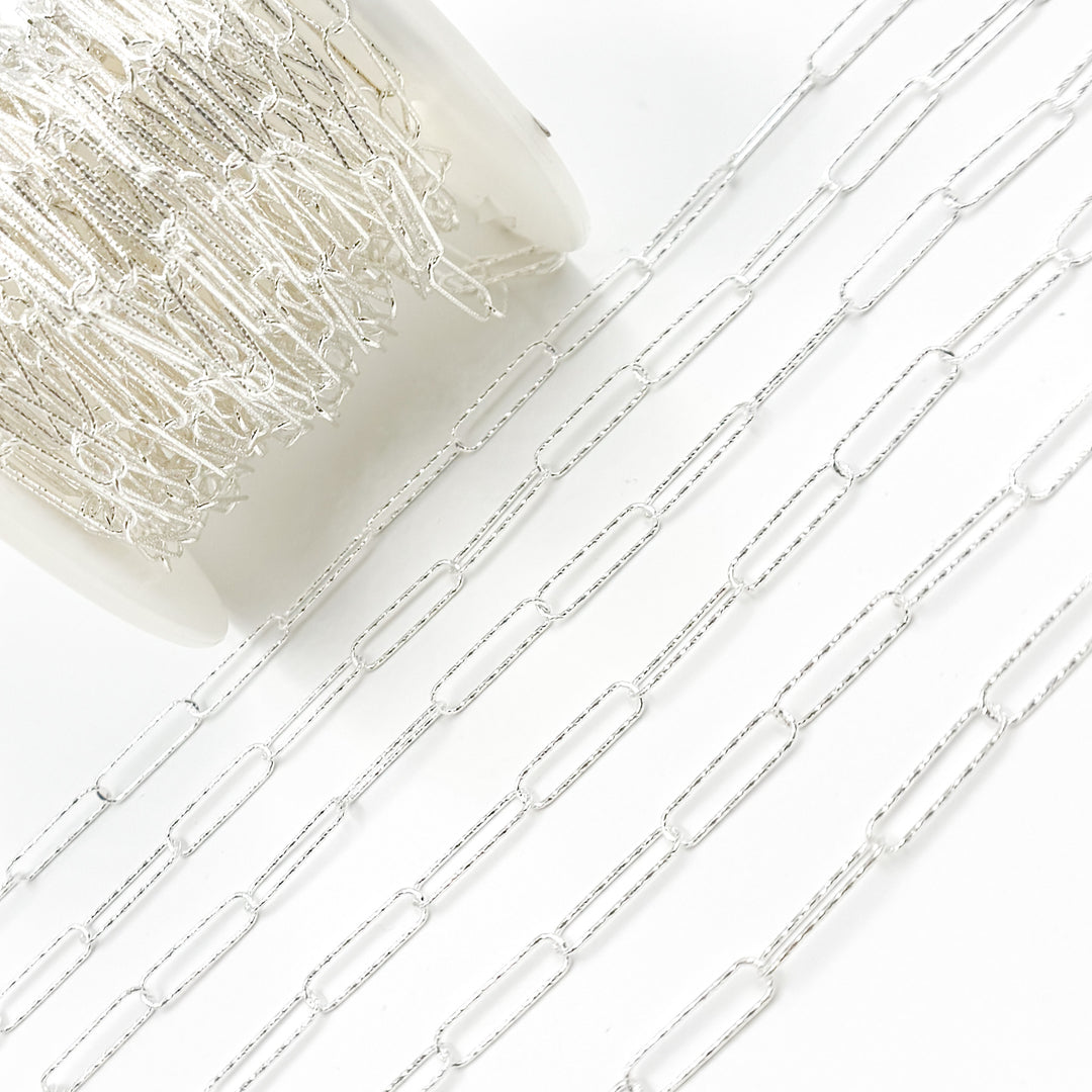 Y79DCSS. Sterling Silver Diamond Cut Paperclip Chain