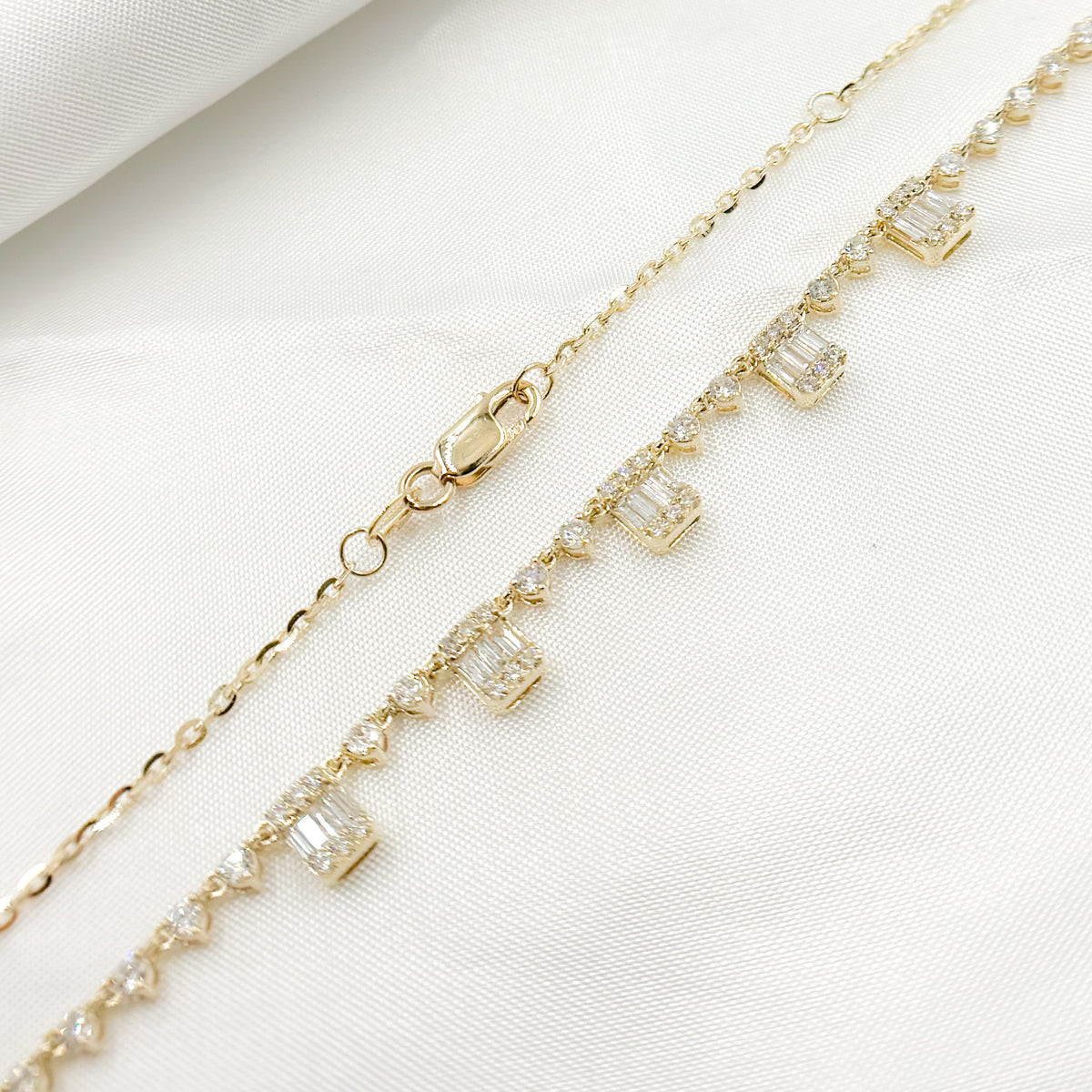 14K Solid Gold Diamond Dangle Necklace