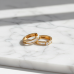 Load image into Gallery viewer, EHF57455. 14K Solid Gold Diamond Hoop Earrings