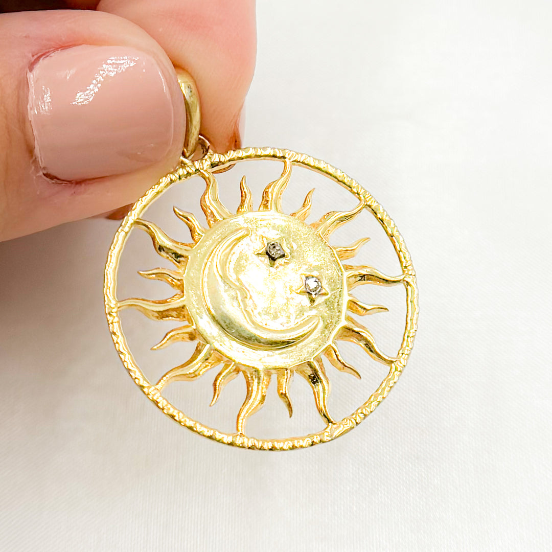DP689. Diamond Sterling Silver Sun Pendant