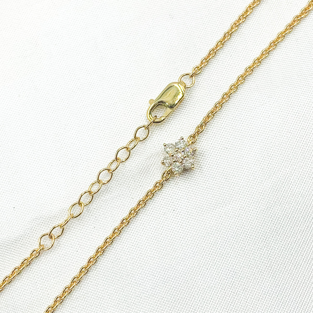 BFC60634. 14k Solid Gold Diamond Flower Bracelet