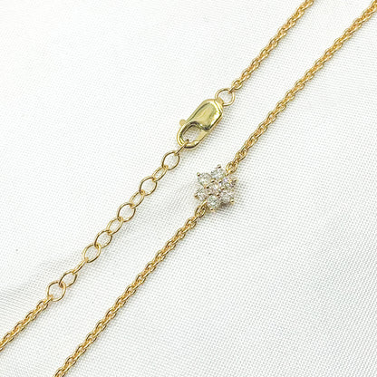 BFC60634. 14k Solid Gold Diamond Flower Bracelet