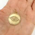 Load image into Gallery viewer, 14K Solid Gold with Diamonds Round Shape with Evil Eye Charm. GDP21
