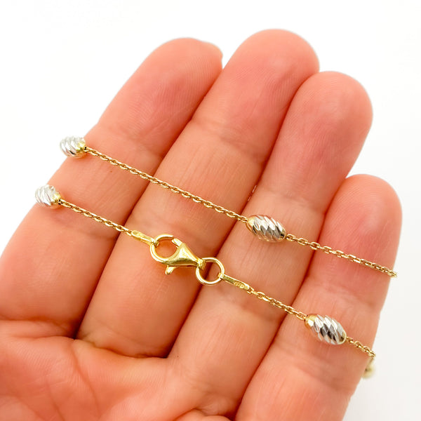 9Necklace. Gold Plated Sterling Silver Two-Tone Satellite Necklace