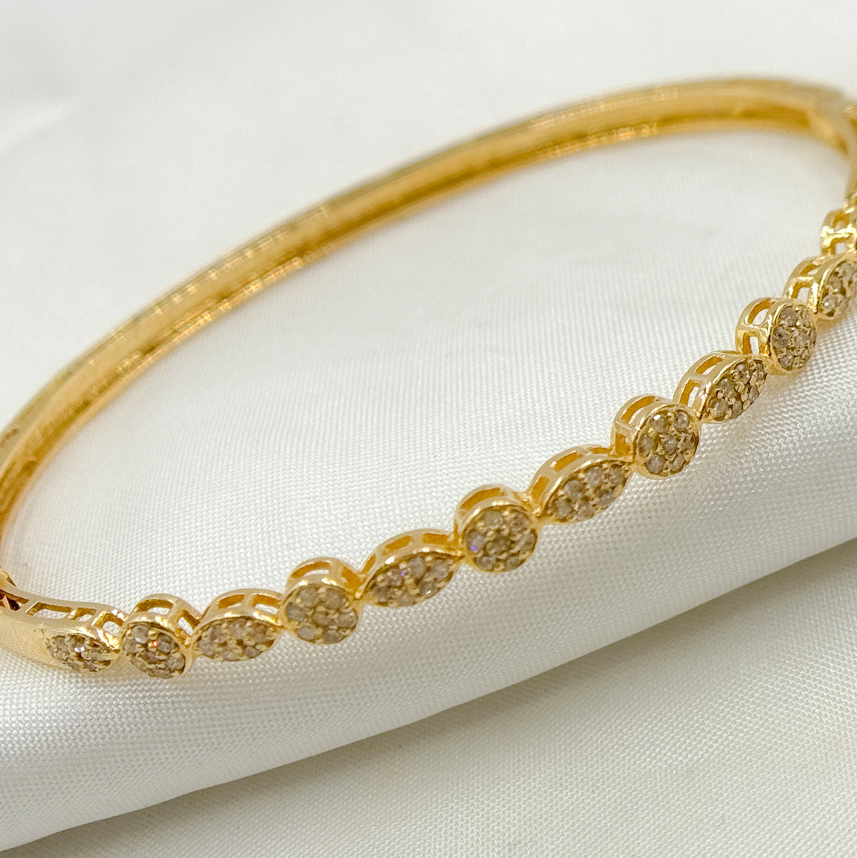 KG246. 14K Solid Gold Bangle with Diamonds and Stones