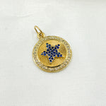 Load image into Gallery viewer, 14K Solid Gold Diamonds &amp; Gemstone Star Round Charm. GDP361
