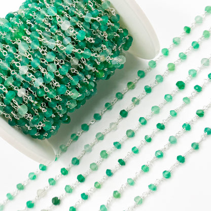 Green Sterling Silver Wire Chain