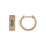 Load image into Gallery viewer, EHF57634. 14k Solid Gold Diamond and Gemstones Hoop Earrings