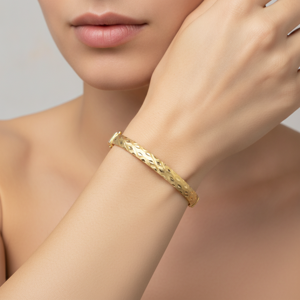 Bangle14. 14K Solid Gold Matte Textured Bangle