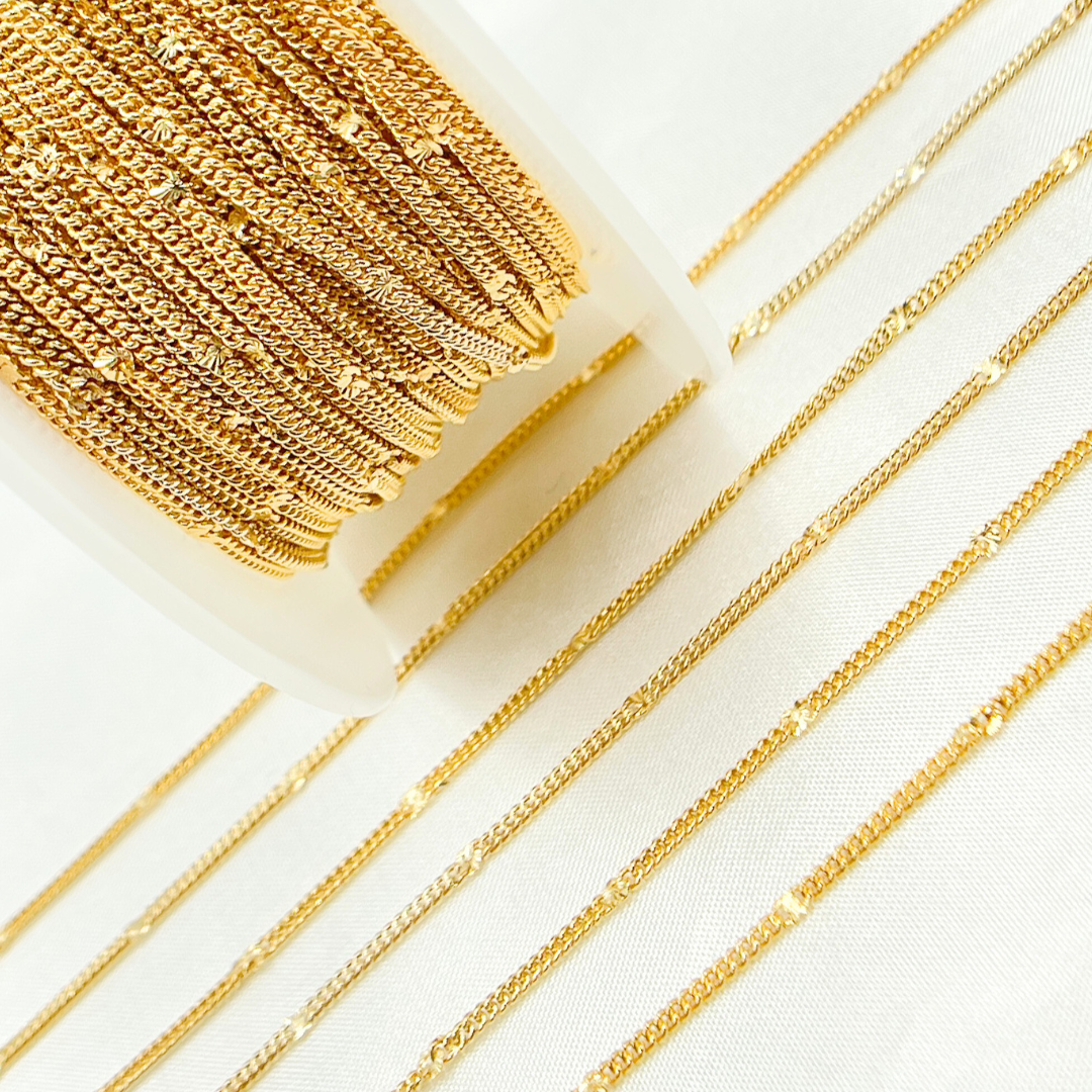 14k Gold Filled Curb Chain with Diamond Cut Marina Link