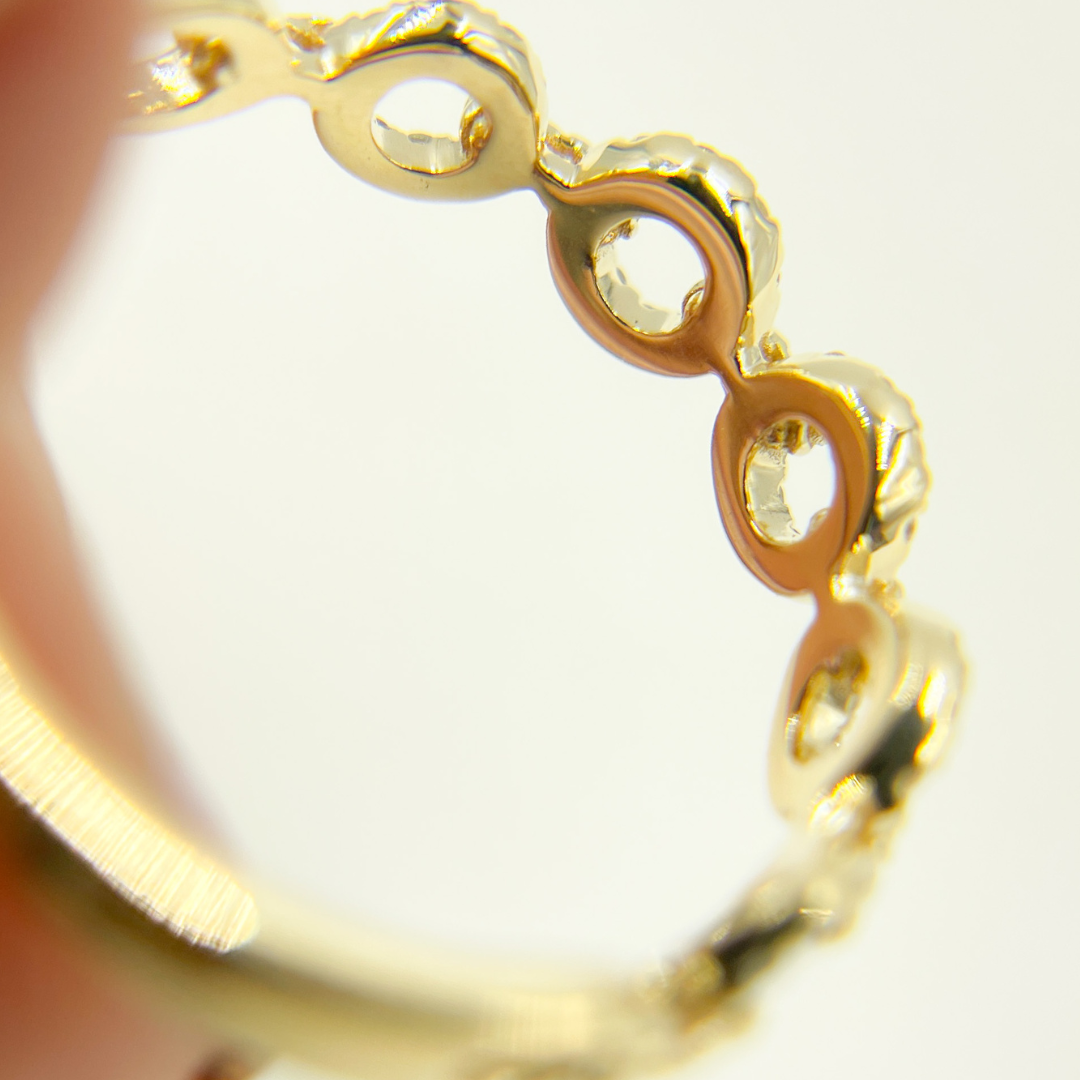 14K Solid Gold Circles Diamond Ring. RAD01203