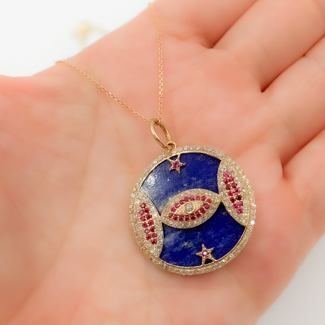 Shop Gold Round Evil Eye and Stars Pendants