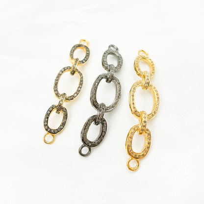 DC971. Diamond Sterling Silver Oval Link Connector