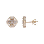 Load image into Gallery viewer, EFI54501. 14K Solid Gold Diamond Baguette Octagon Stud Earrings