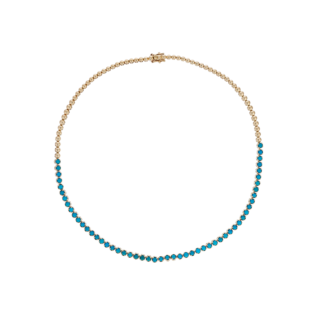 NFT72614TQ. 14K Solid Gold Turquoise Fancy Necklace
