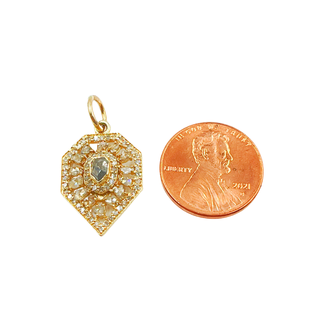 14K Solid Gold Charm Diamond Pendant with Diamonds. KG74