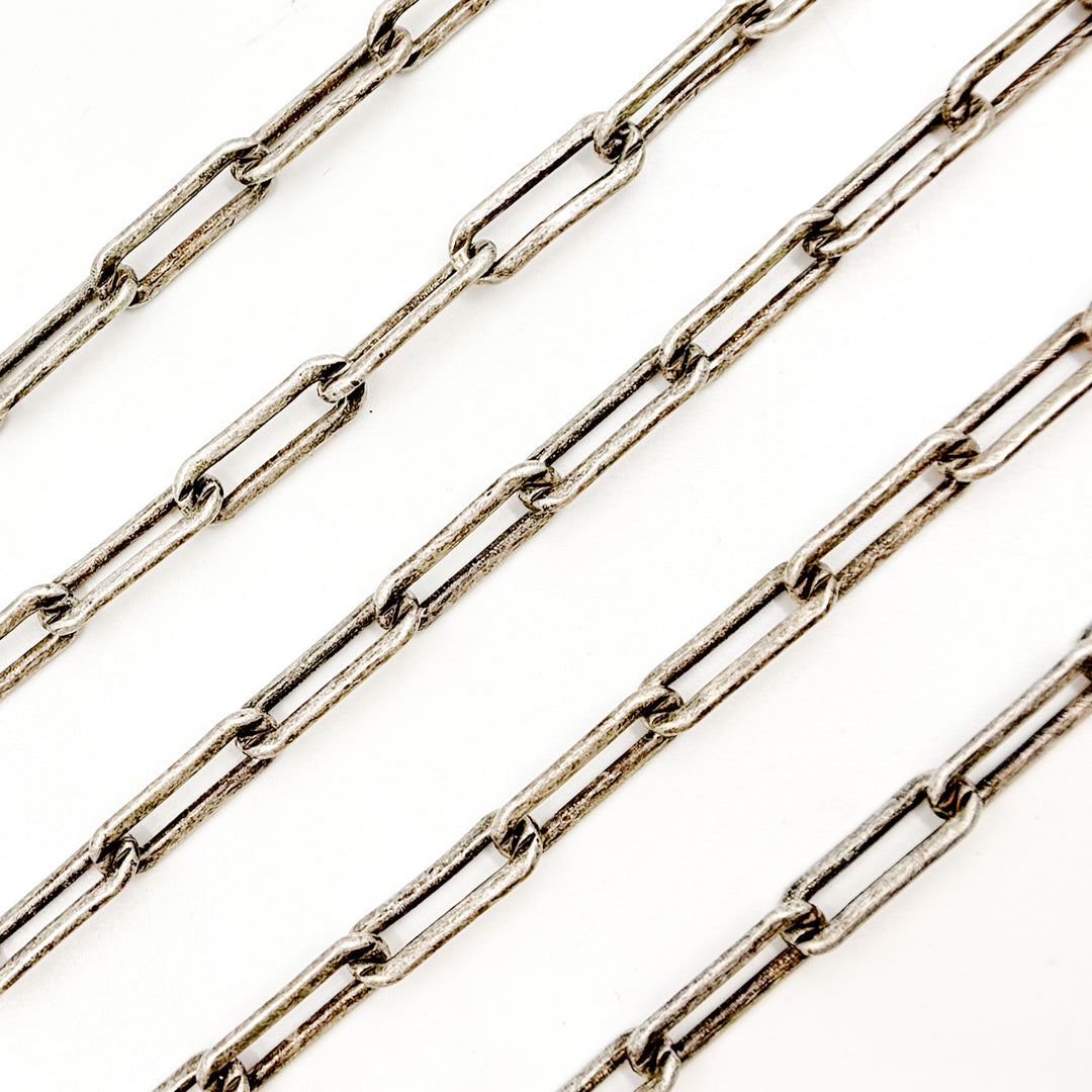 351OX. Oxidized Sterling Silver Matt Paperclip Chain