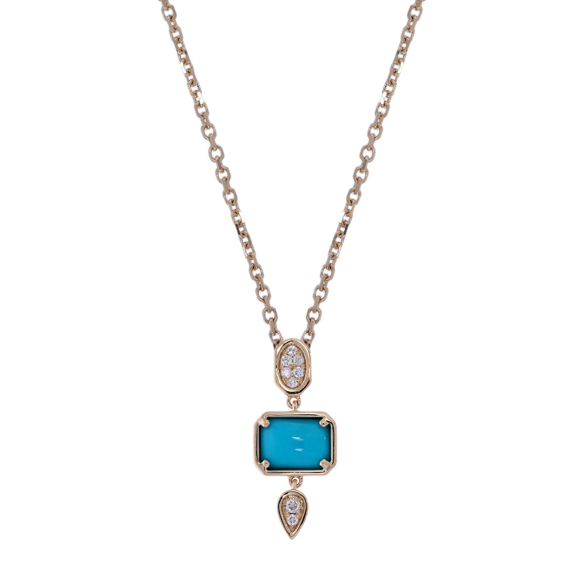 CP97495. 14K Solid Gold Diamond and Gemstone Geometric Pendant