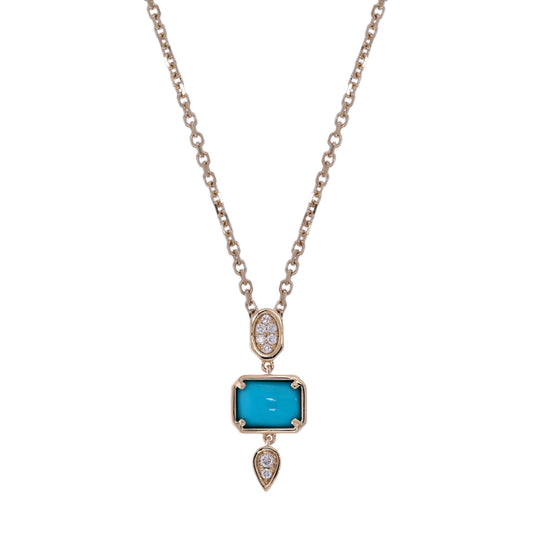 CP97495. 14K Solid Gold Diamond and Gemstone Geometric Pendant