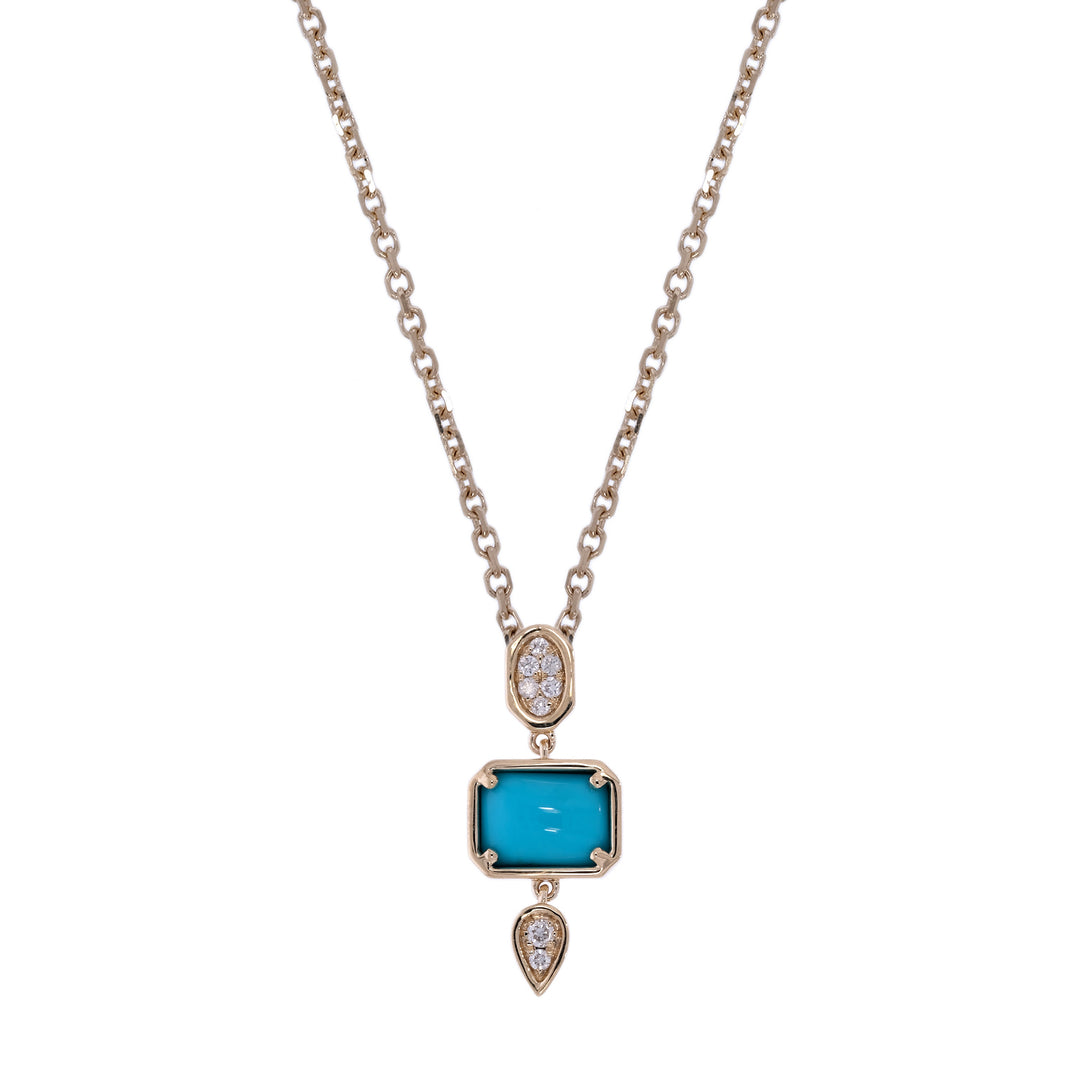 CP97495. 14K Solid Gold Diamond and Gemstone Geometric Pendant